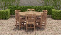 Teak 150cm Diameter Pedestal Garden Table with 6 Winchester Dining Chairs 