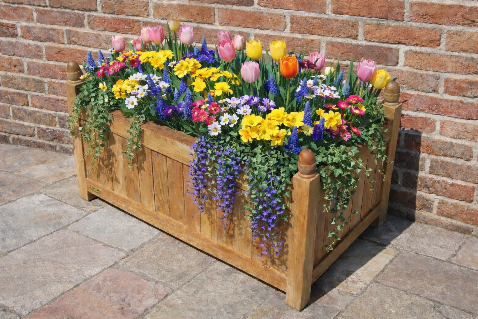 Rectangular Planter with Spring Flowers