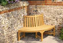 Quarter Circle Corner Bench On A Sunny Patio