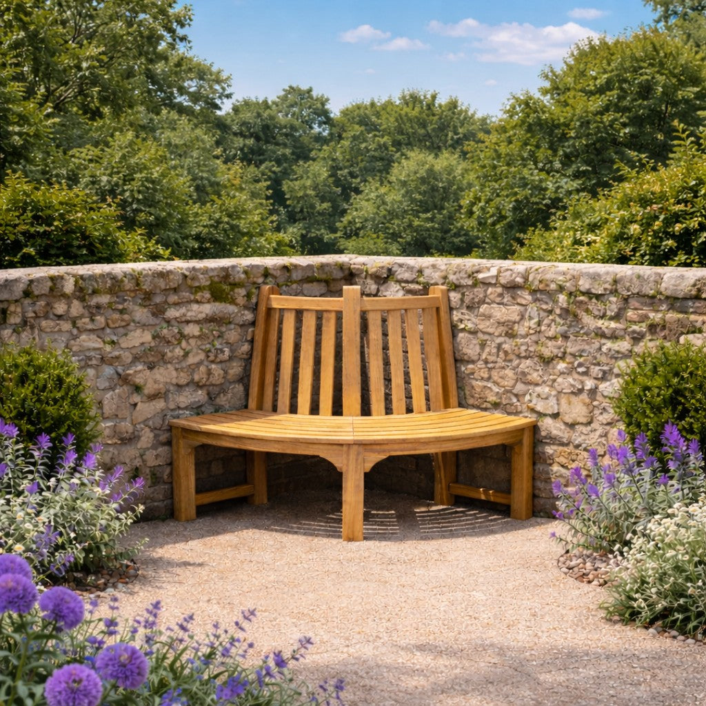 Quarter Circle Tree Bench in Garden
