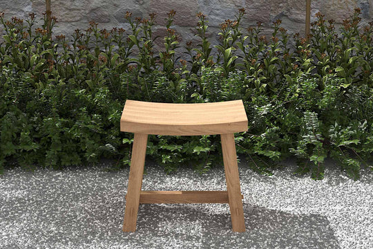 Teak Rectangular Garden Stool Front View