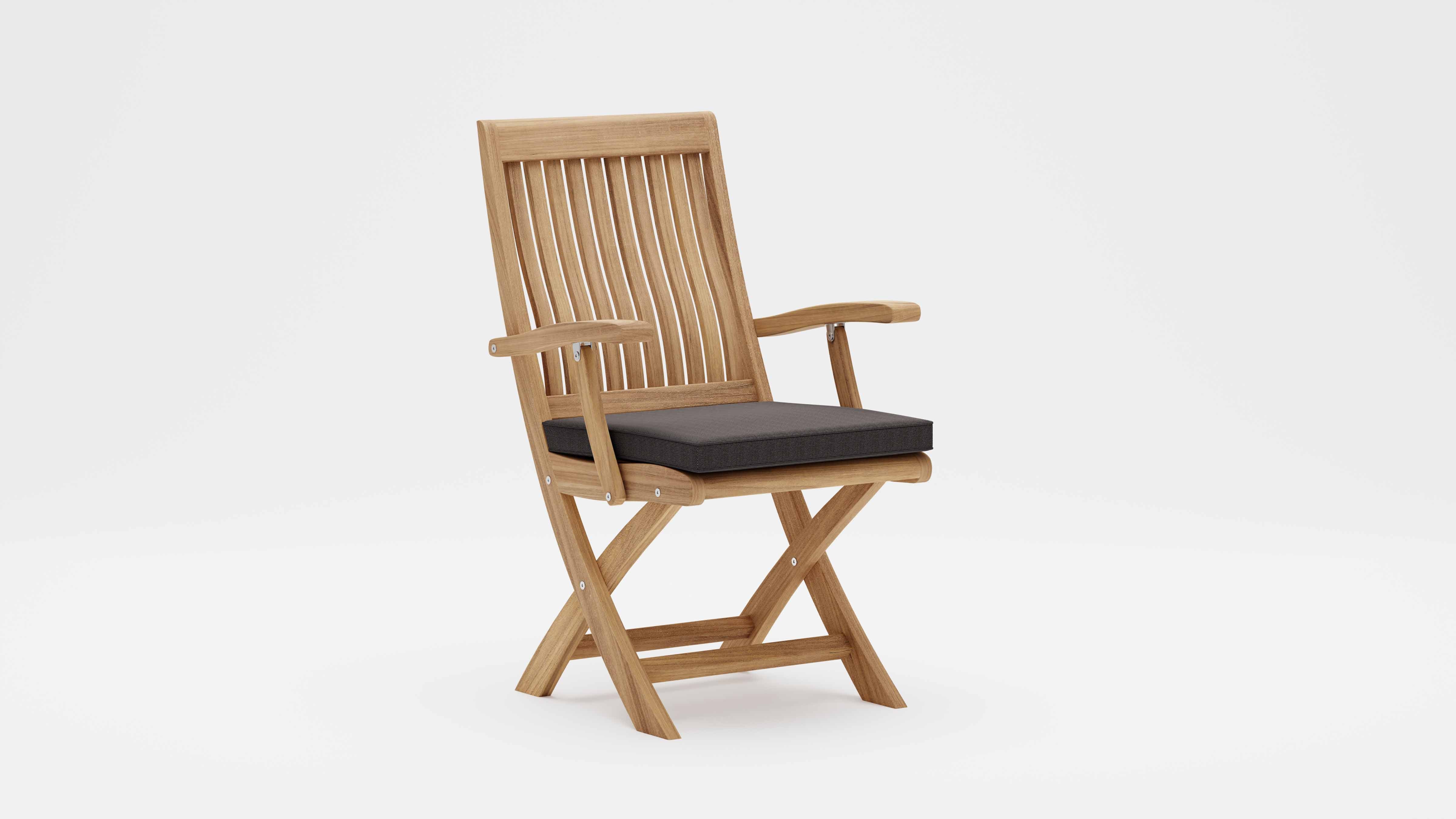 Ripon Folding Teak Garden Chair with Graphite Cushion