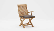 Ripon Folding Teak Garden Chair with Light Grey Cushion