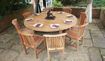 Teak Fixed Round Garden Table with Winchester Chairs