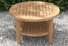 75cm Diameter Round Teak Coffee Table with Shelf