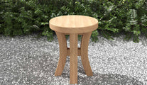 Round Teak Stool With Curved Legs