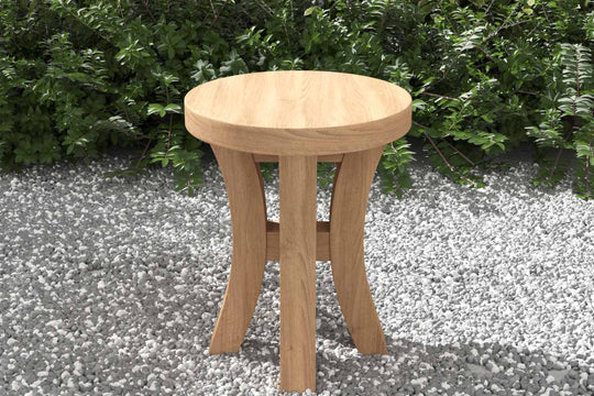 Round Teak Stool With Curved Legs