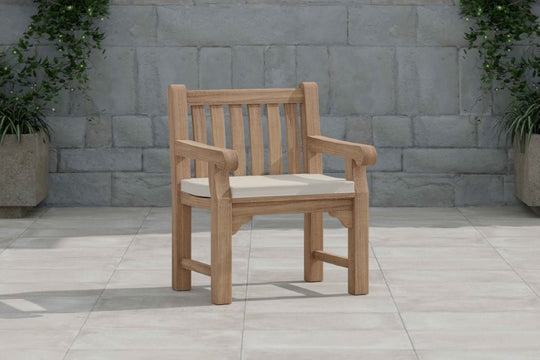 Salisbury Teak Garden Lounge Chair Front Angled View (cushion shown is an optional extra)