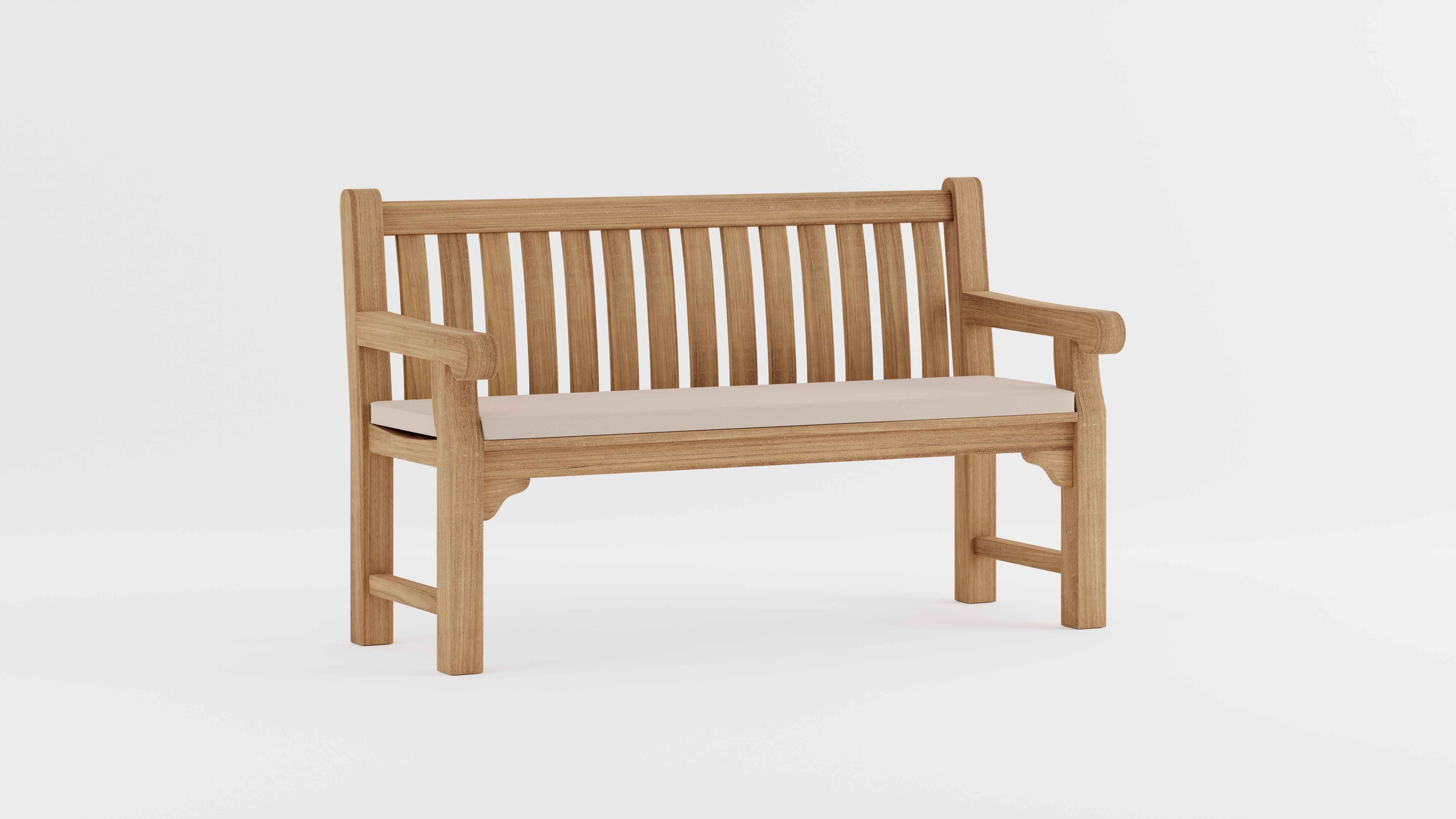 Salisbury Teak Garden Bench with Ecru Cushion