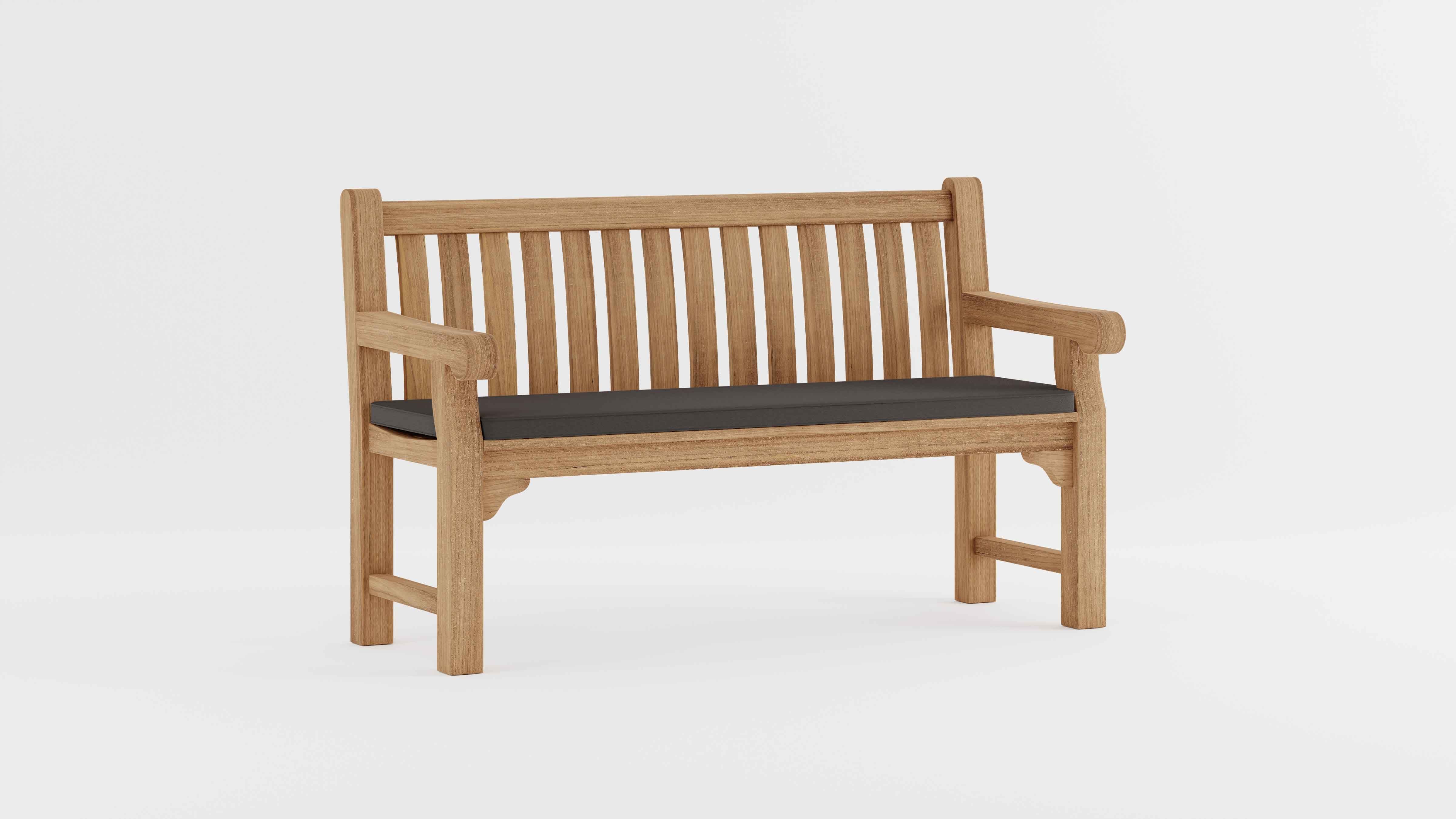 Salisbury Teak Garden Bench with Graphite Cushion