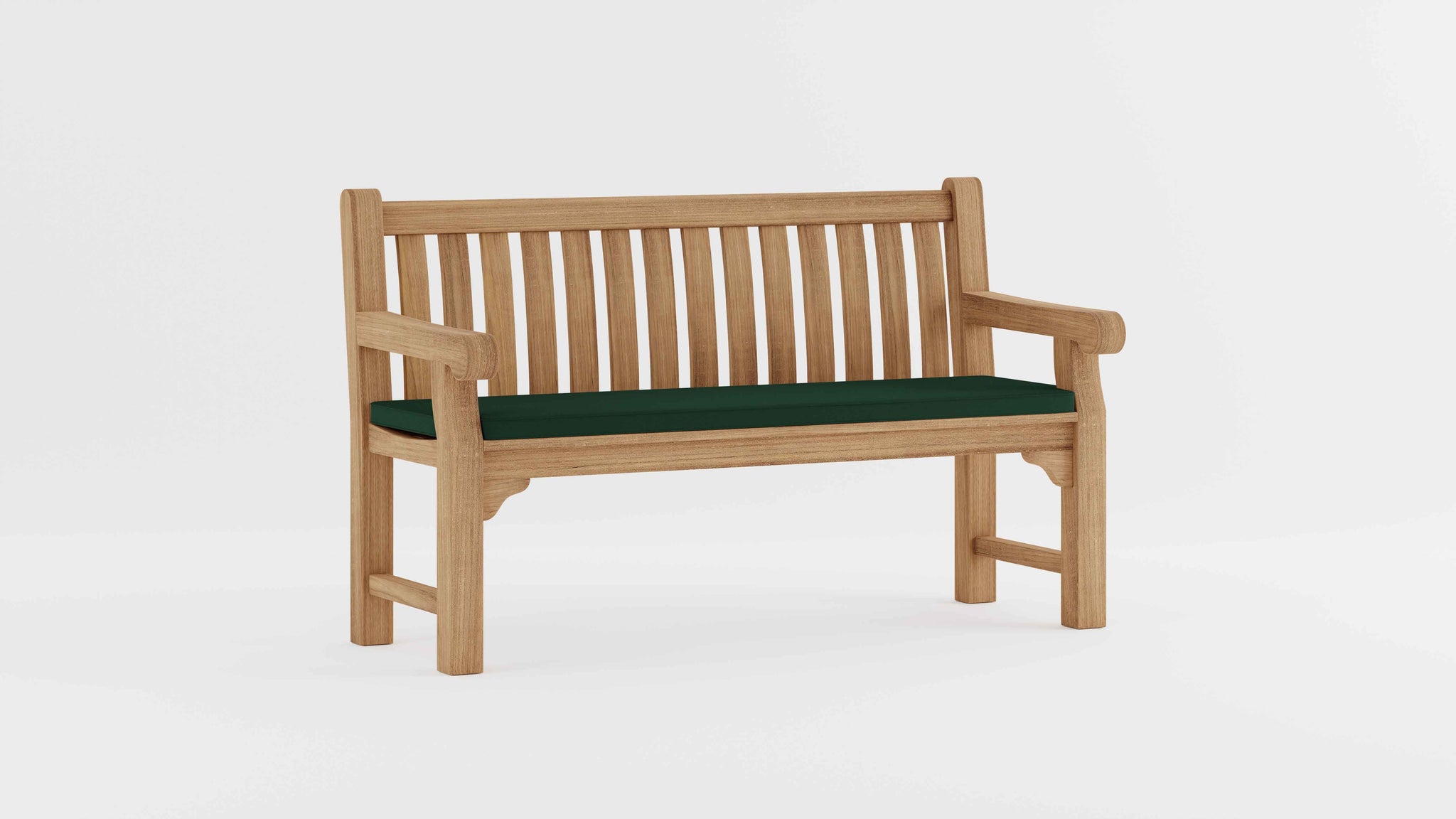 Salisbury Teak Garden Bench with Green Cushion