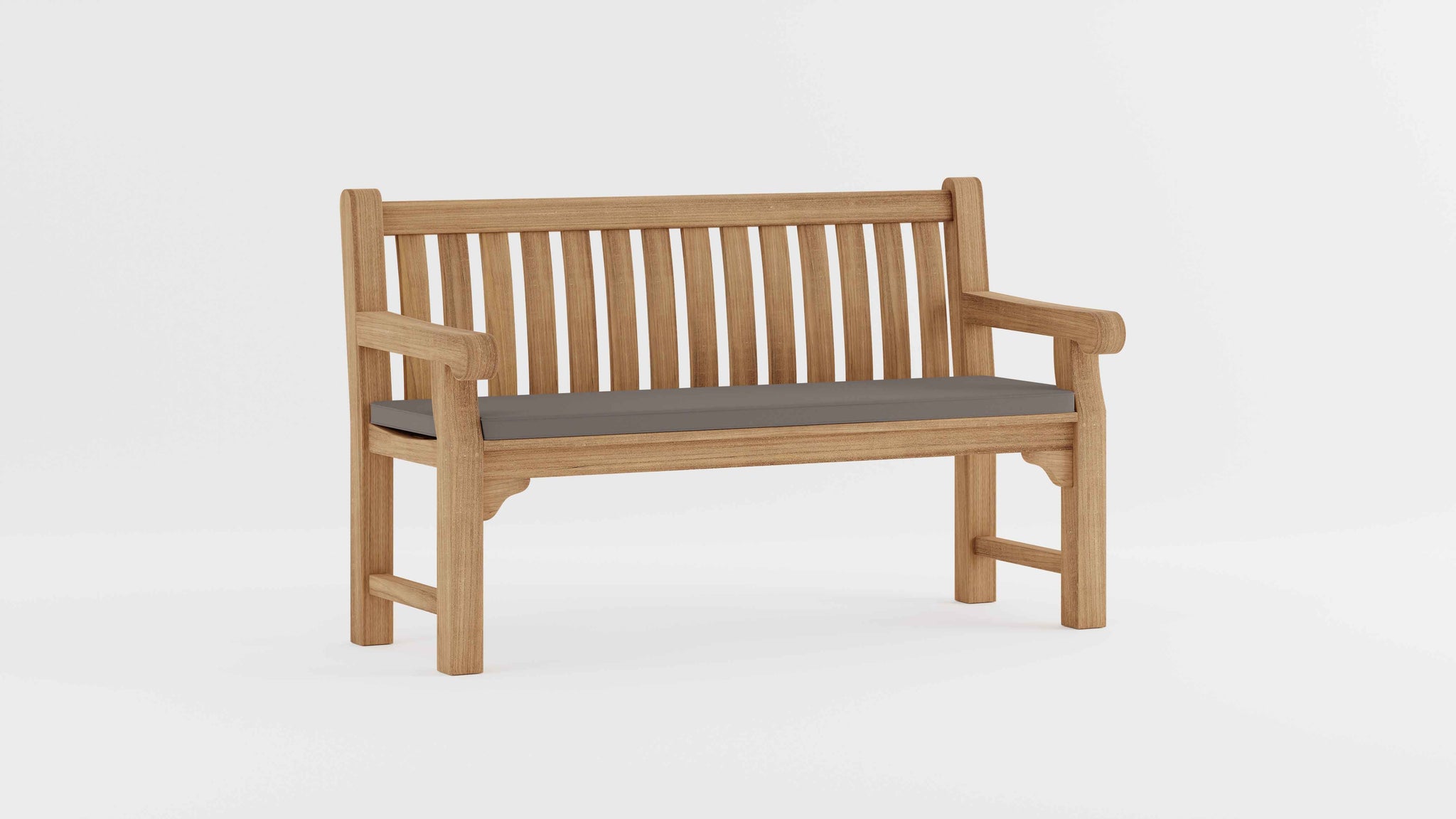 Salisbury Teak Garden Bench with Light Grey Cushion