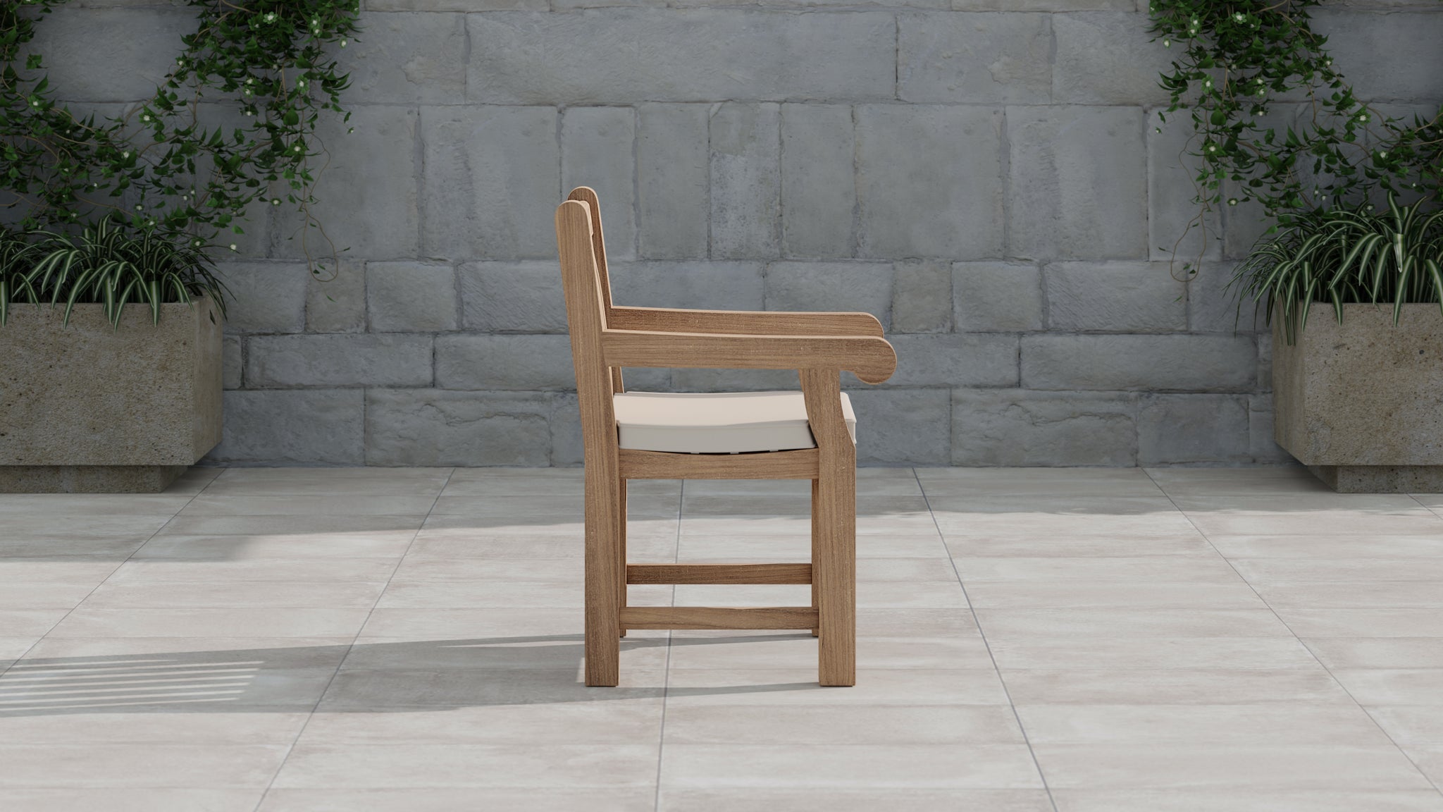 Salisbury Teak Garden Lounge Chair Side View (cushion shown is an optional extra)