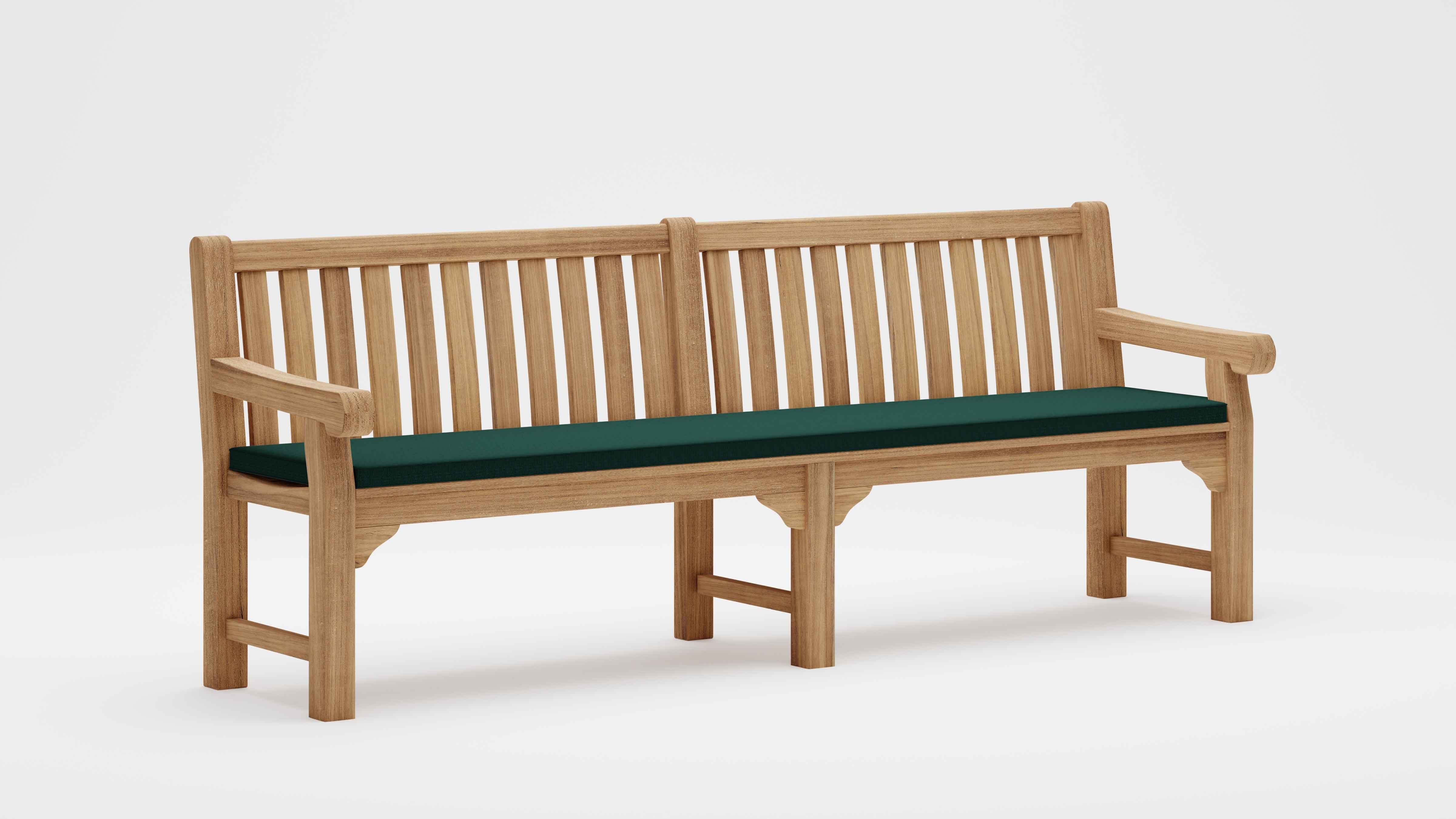 240cm Salisbury Teak Large Garden Bench with Green Cushion