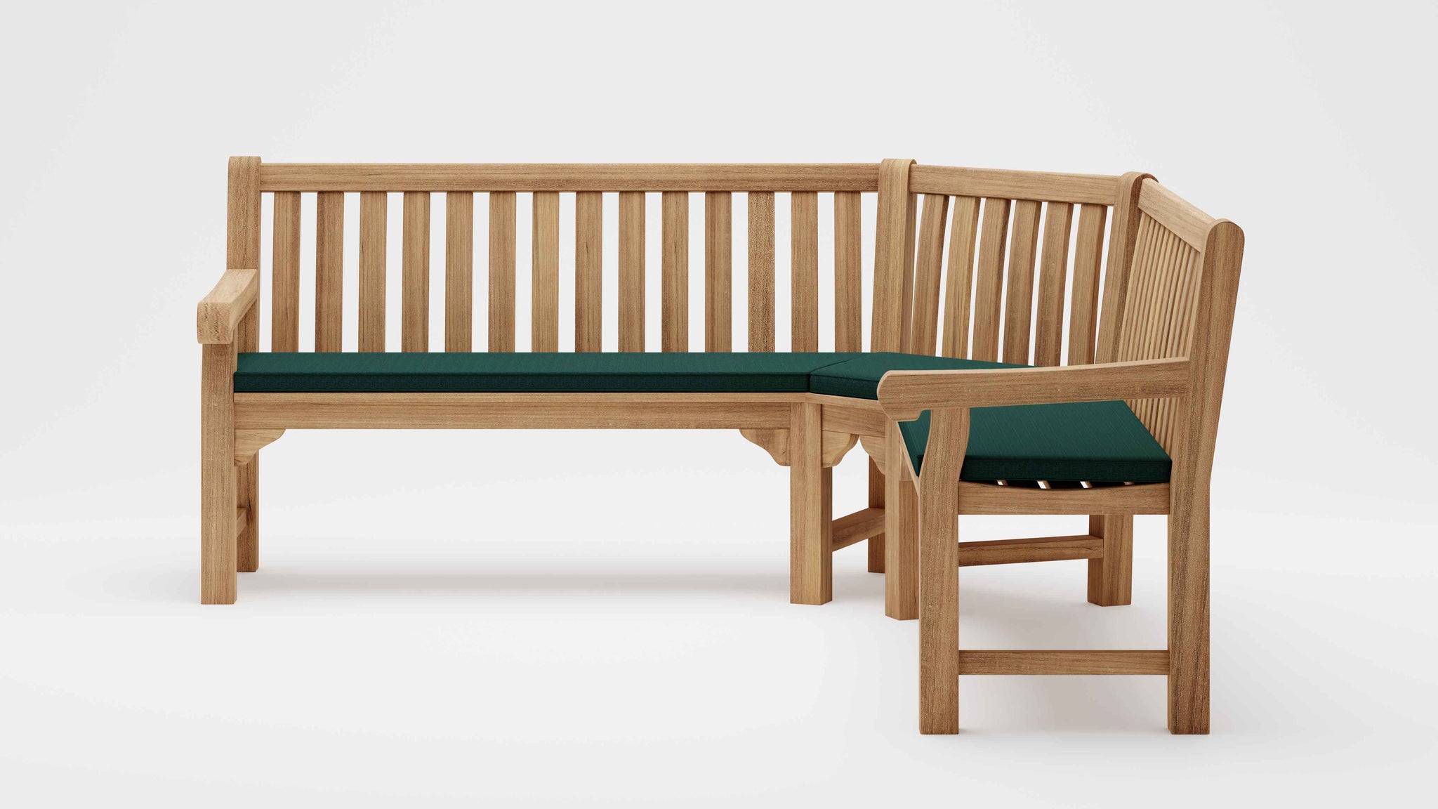 Salisbury Teak Corner Garden Bench with Green Cushion