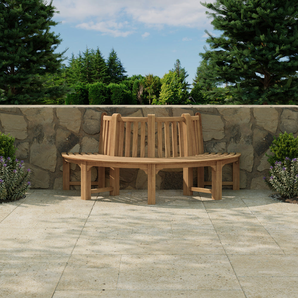 105cm Semi Circle / Half Teak Tree Bench