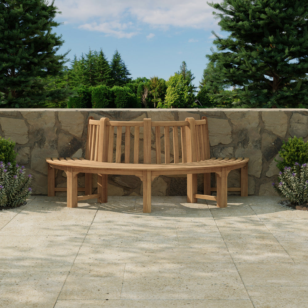 125cm Semi Circle / Half Teak Tree Bench