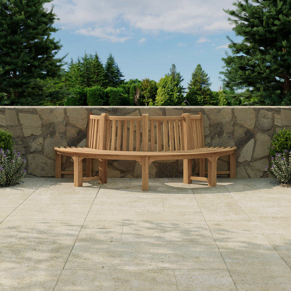 145cm Semi Circle / Half Teak Tree Bench