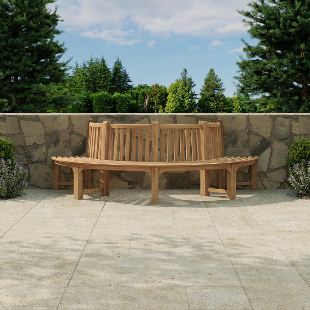 165cm Semi Circle / Half Teak Tree Bench