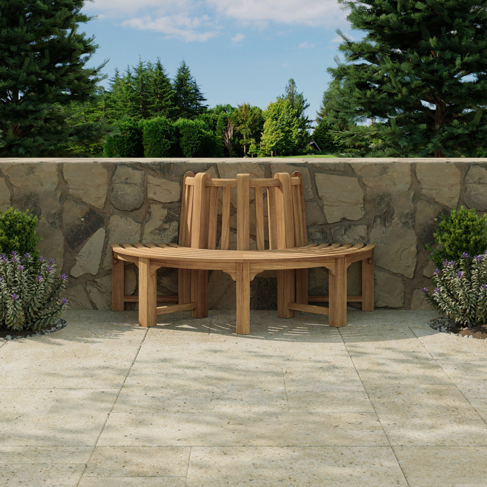 65cm Semi Circle / Half Teak Tree Bench