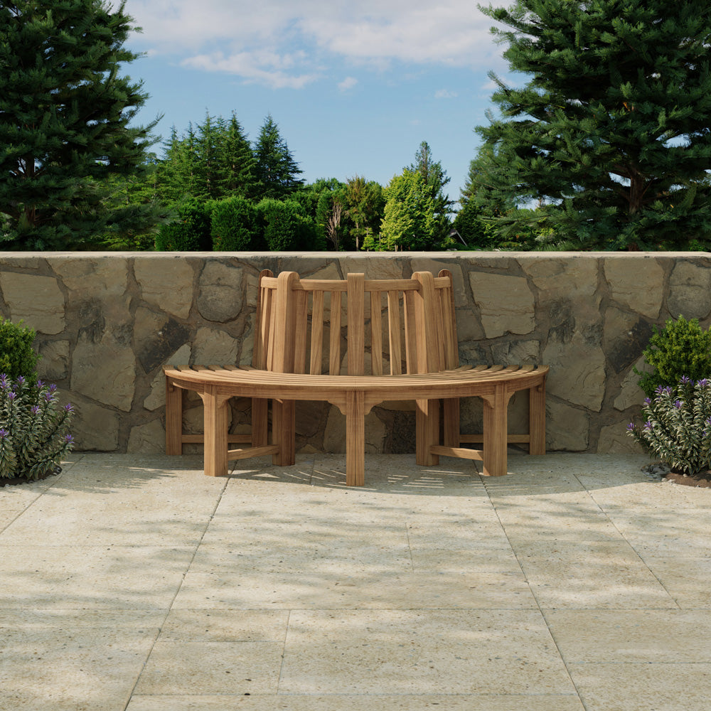85cm Semi Circle / Half Teak Tree Bench