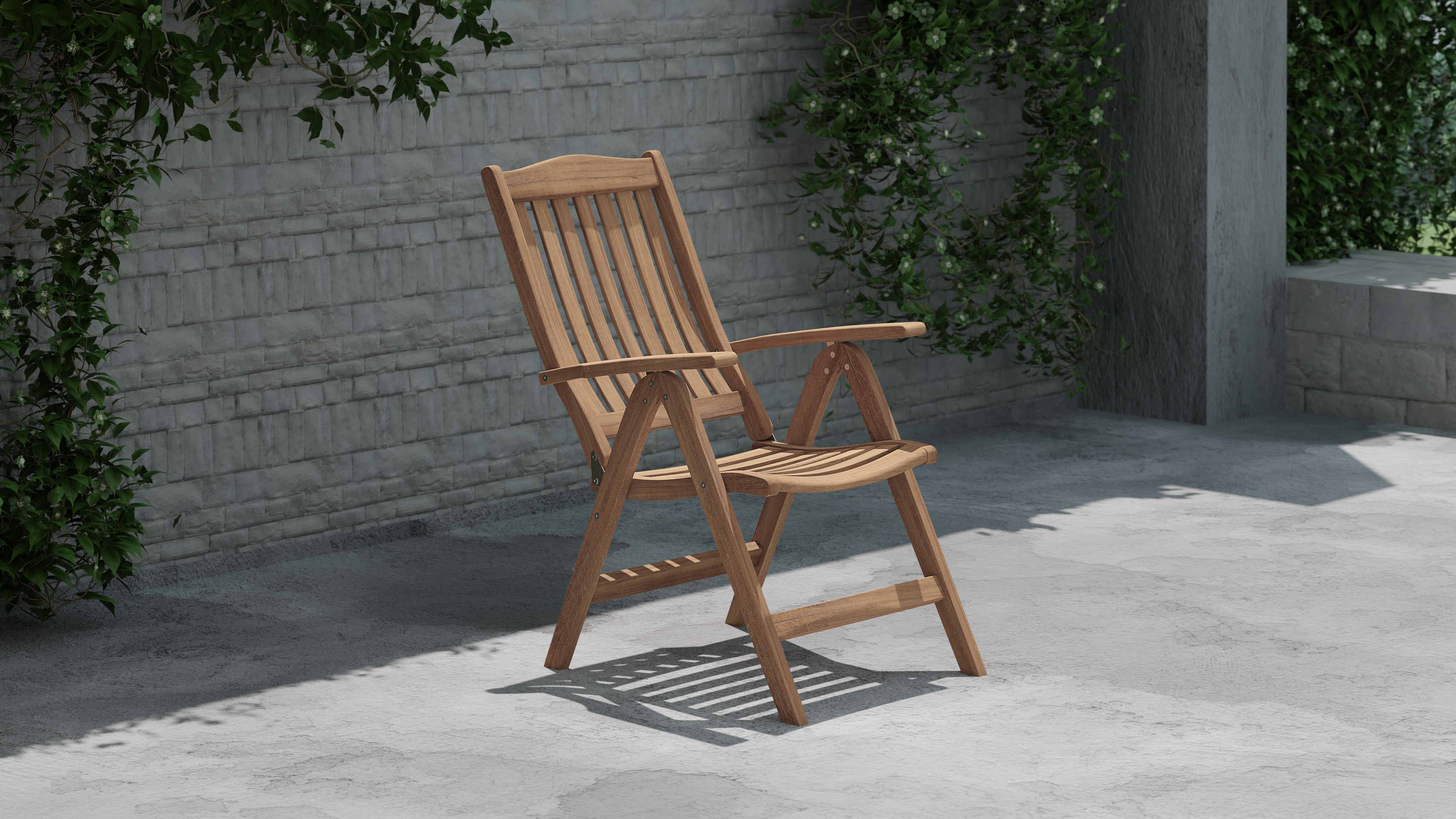 Lymington Teak Reclining Garden Chair Semi Reclined