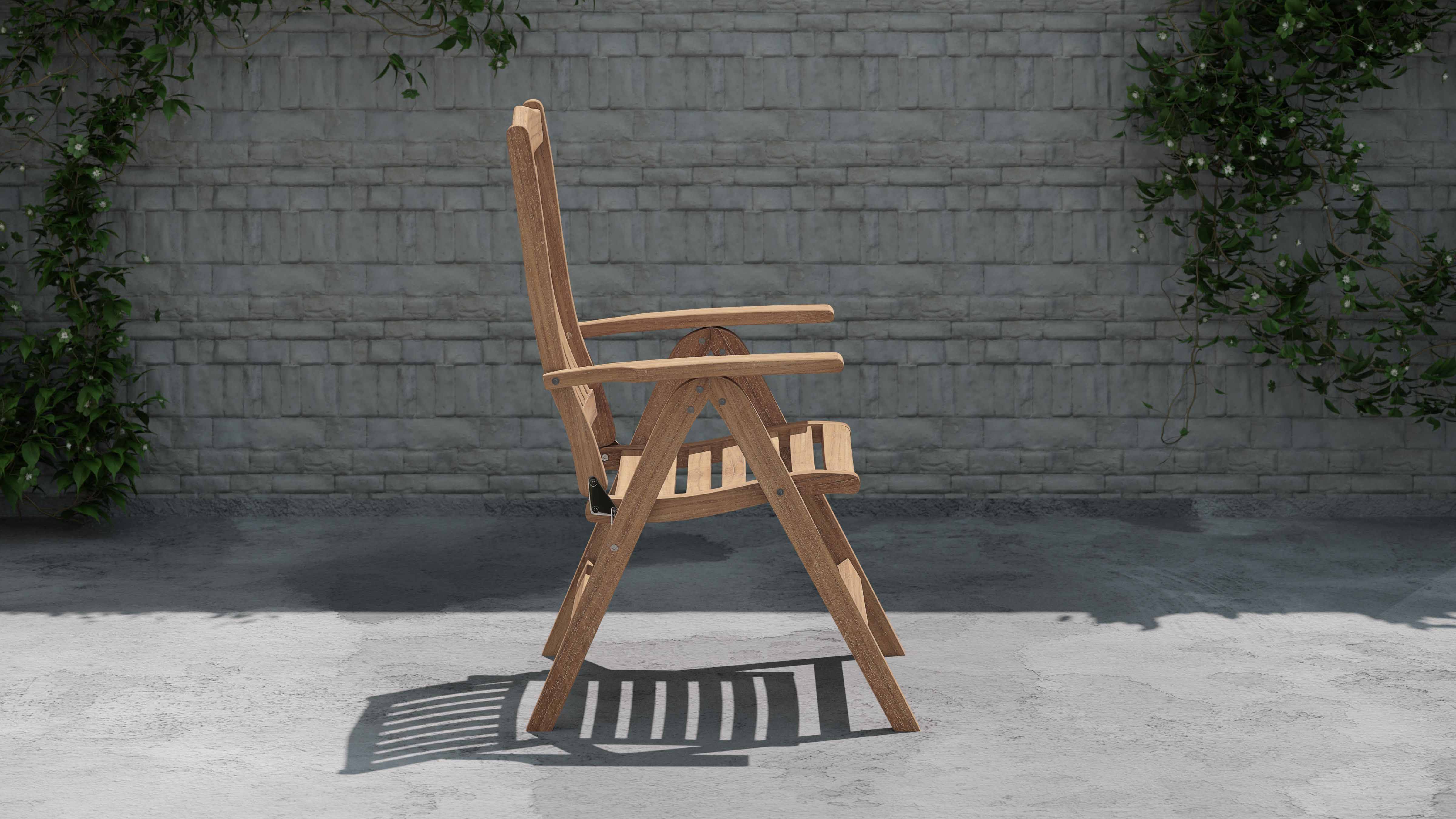 Lymington Teak Reclining Garden Chair Side View