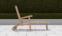 Teak Deluxe Steamer Chair with Wheels & Detachable Footrest Side View