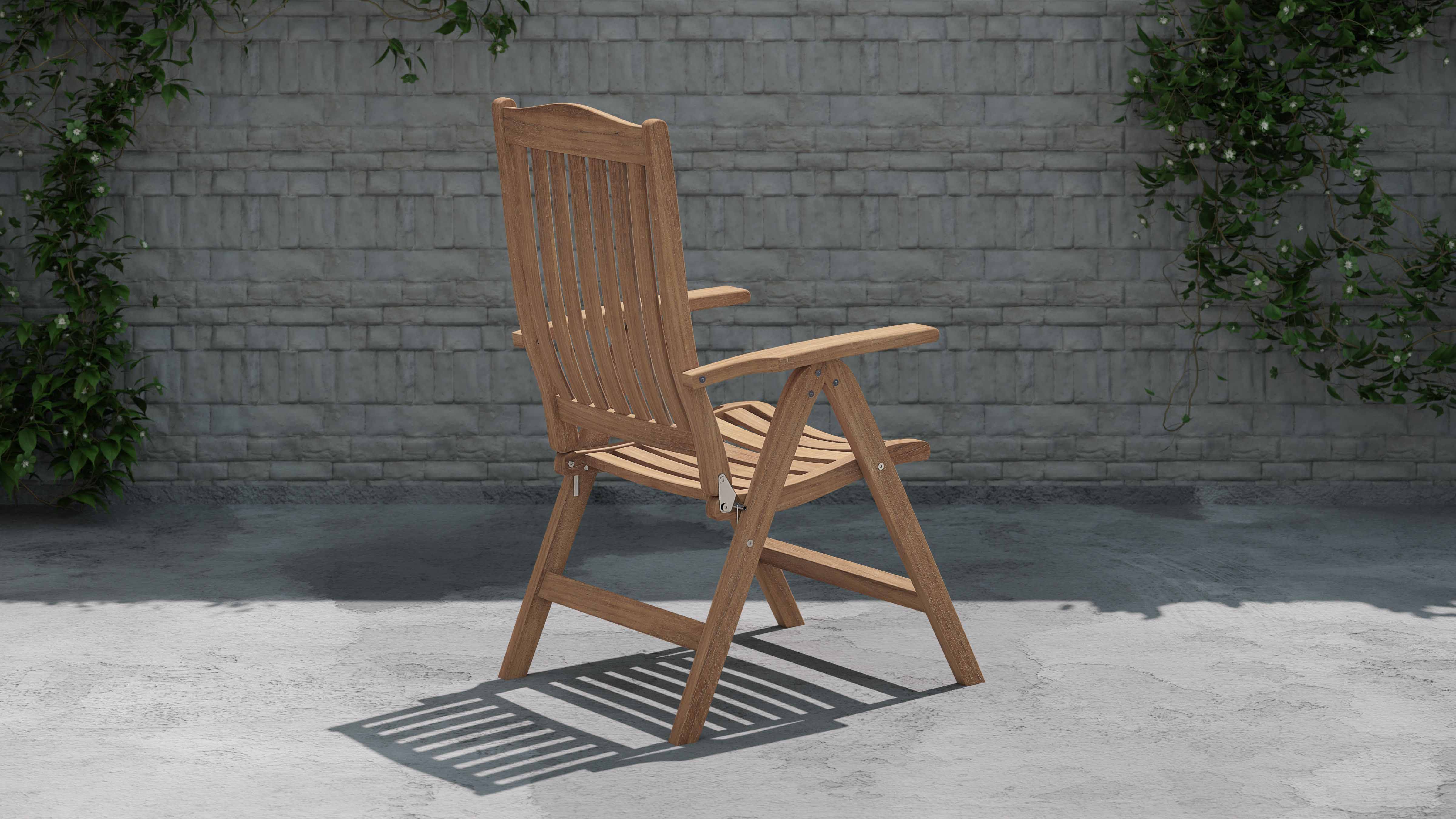 Lymington Teak Reclining Garden Chair Rear Side View