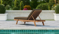 Teak Stacking Lounger with Optional Cushion & Pull Out Tray
