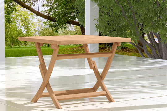Rectangular Folding Teak Garden Table 80 x 100cm - no parasol hole