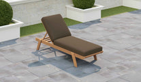 Teak Stacking Lounger with Taupe Cushion & Optional Pull Out Tray Overhead Perspective