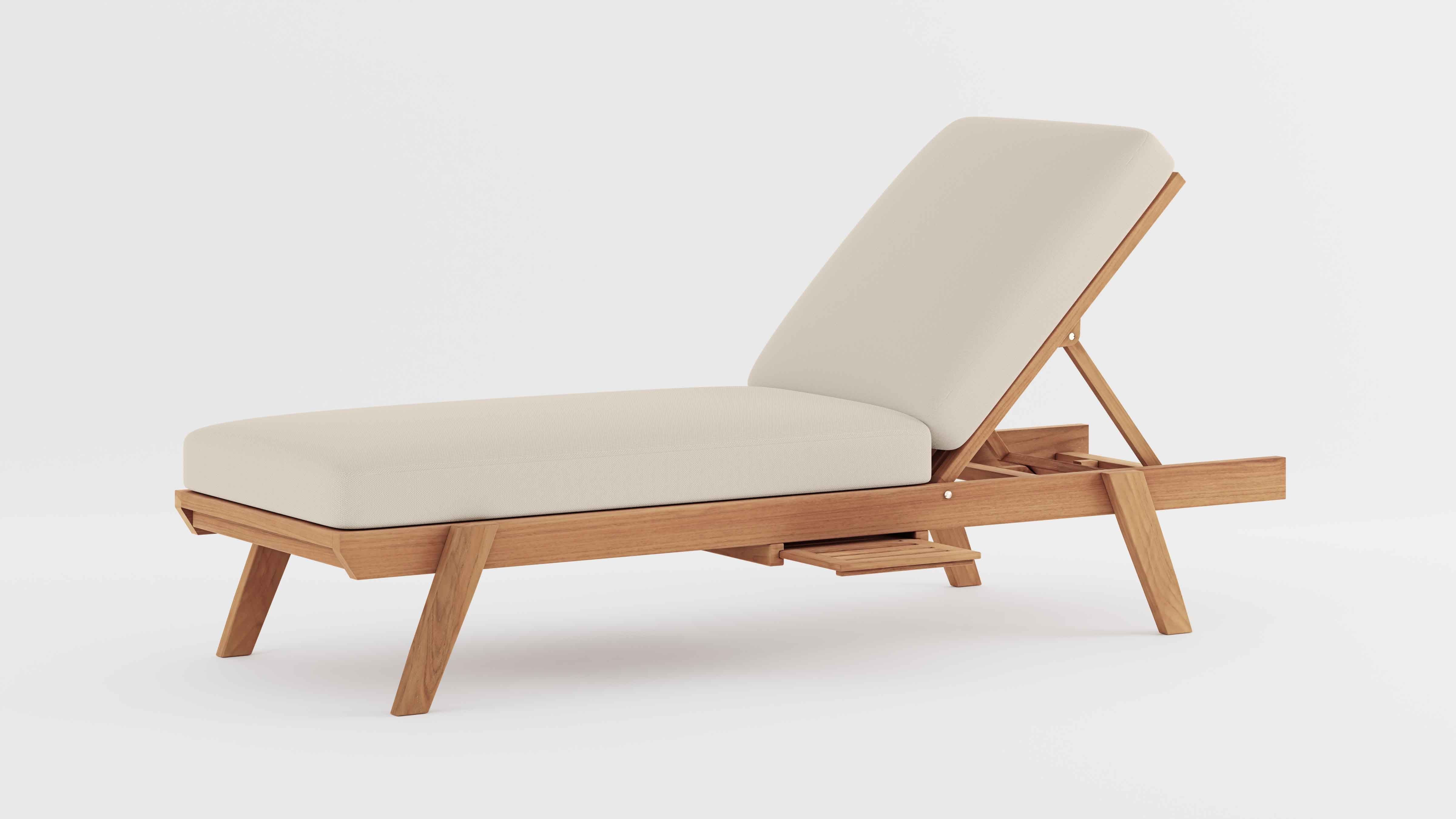 Teak Stacking Lounger with Ecru Cushion & Optional Pull Out Tray 