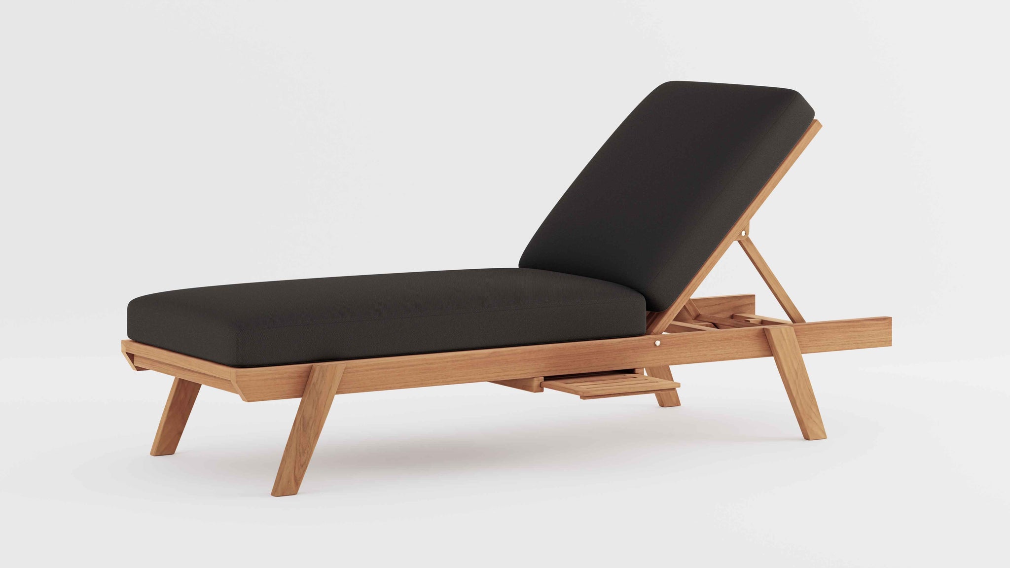 Teak Stacking Lounger with Graphite Cushion & Optional Pull Out Tray 