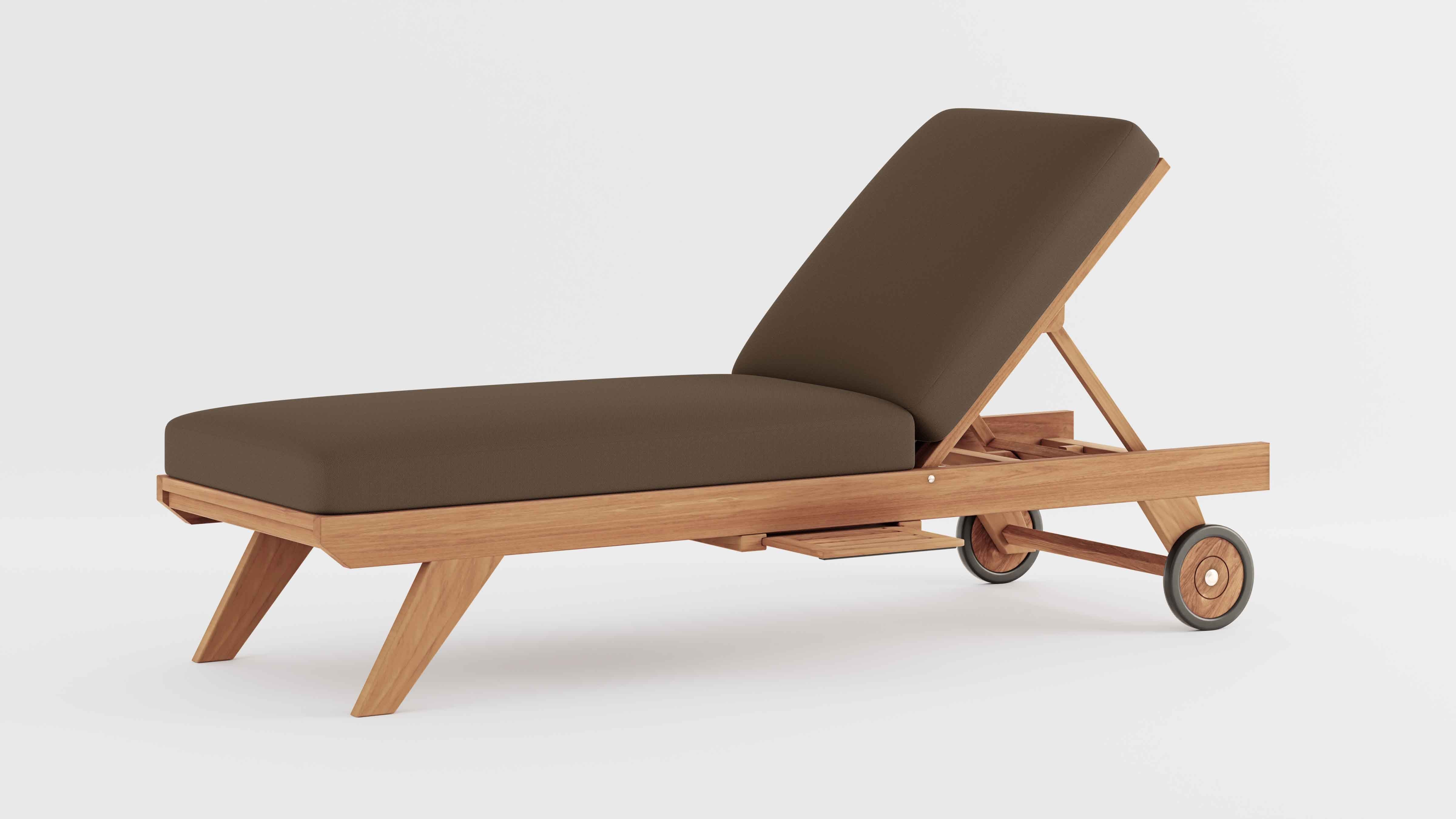 Teak Sun Lounger with Taupe Cushion