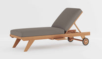 Teak Sun Lounger with Light Grey Cushion