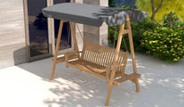 Teak Swing Seat with Graphite canopy angled view