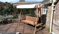 Teak Swing Seat with Ecru Canopy