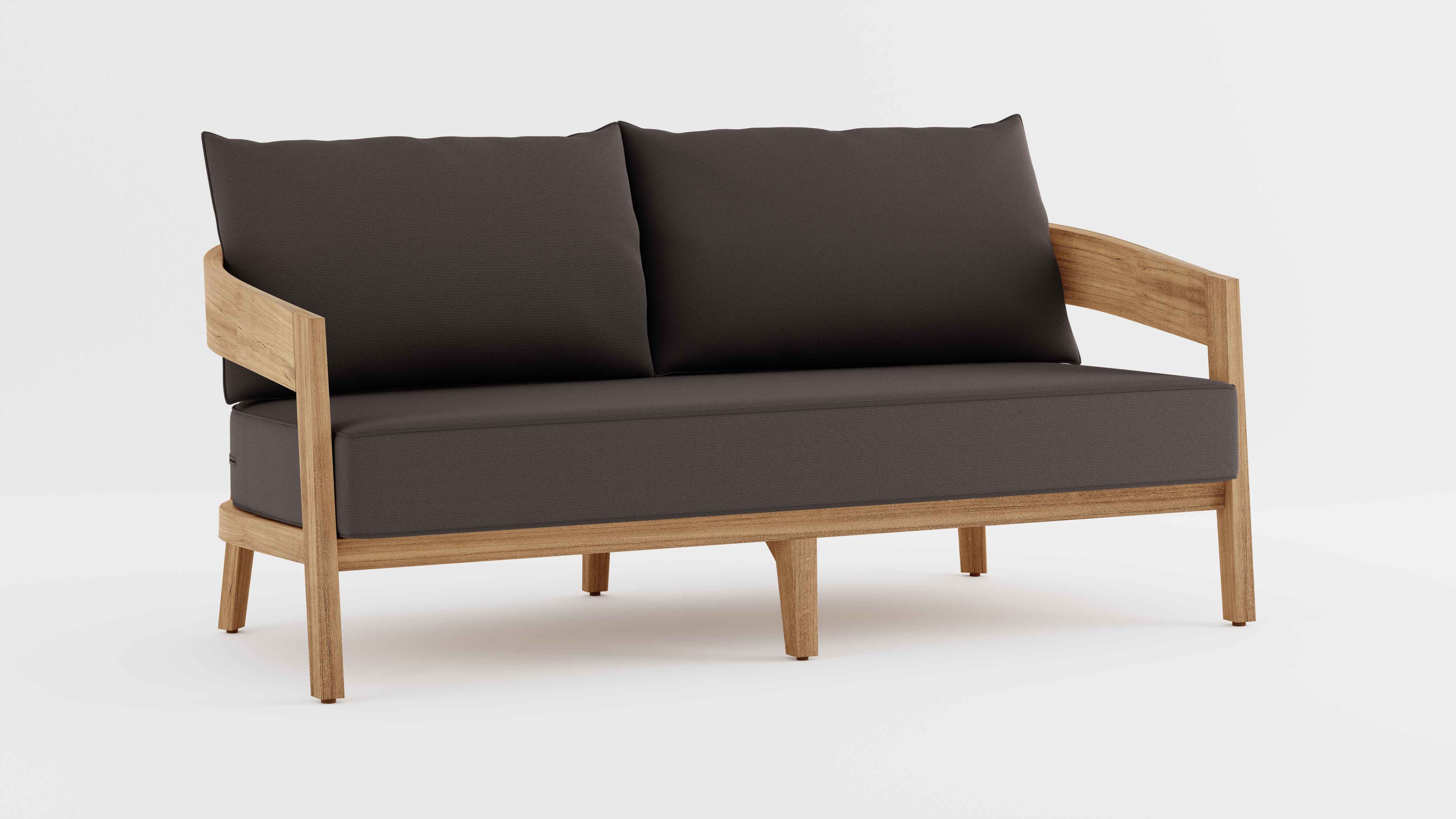 Windsor Teak Two Seater Sofa with Graphite Cushions