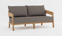 Windsor Teak Two Seater Sofa with Light Grey Cushions