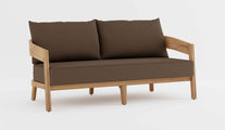 Windsor Teak Two Seater Sofa with Taupe Cushions