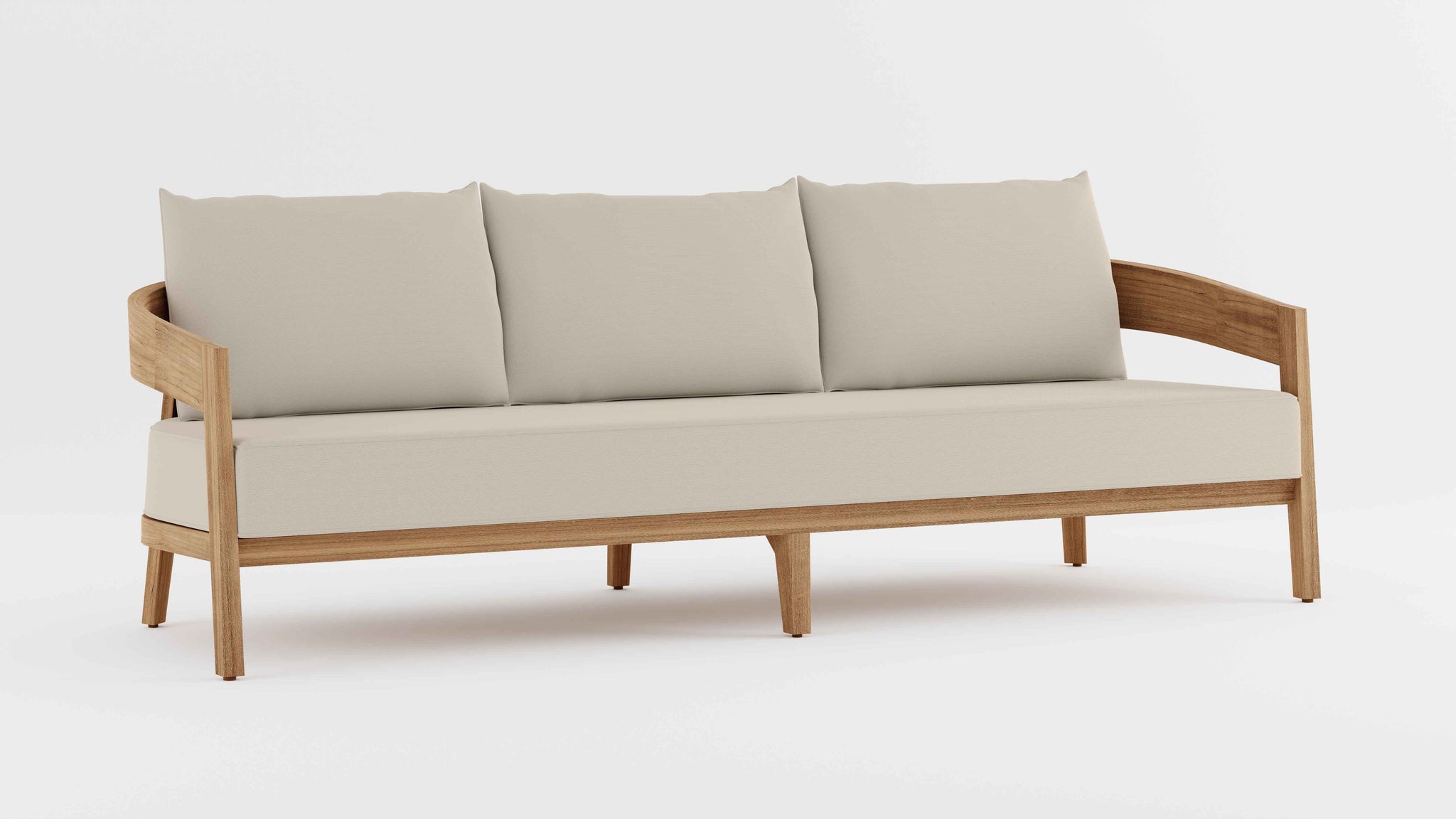 Windsor Teak Three Seater Sofa with Ecru Cushions