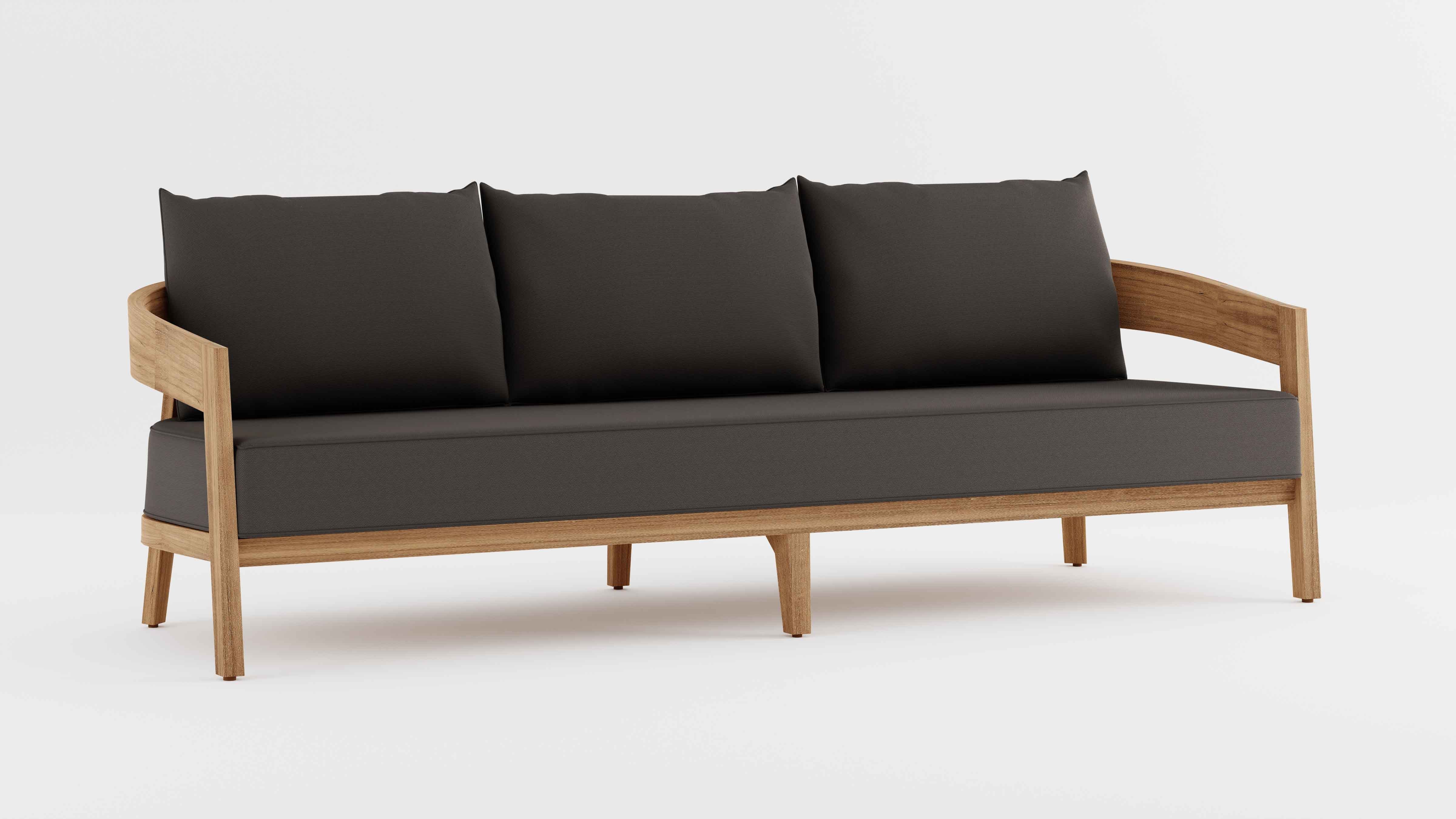 Windsor Teak Three Seater Sofa with Graphite Cushions