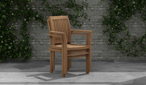 Wells Teak Stacking Carver Chairs Shown Stacked Two High