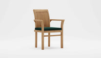 Wells Teak Stackable Garden Carver Chair with Green Cushion