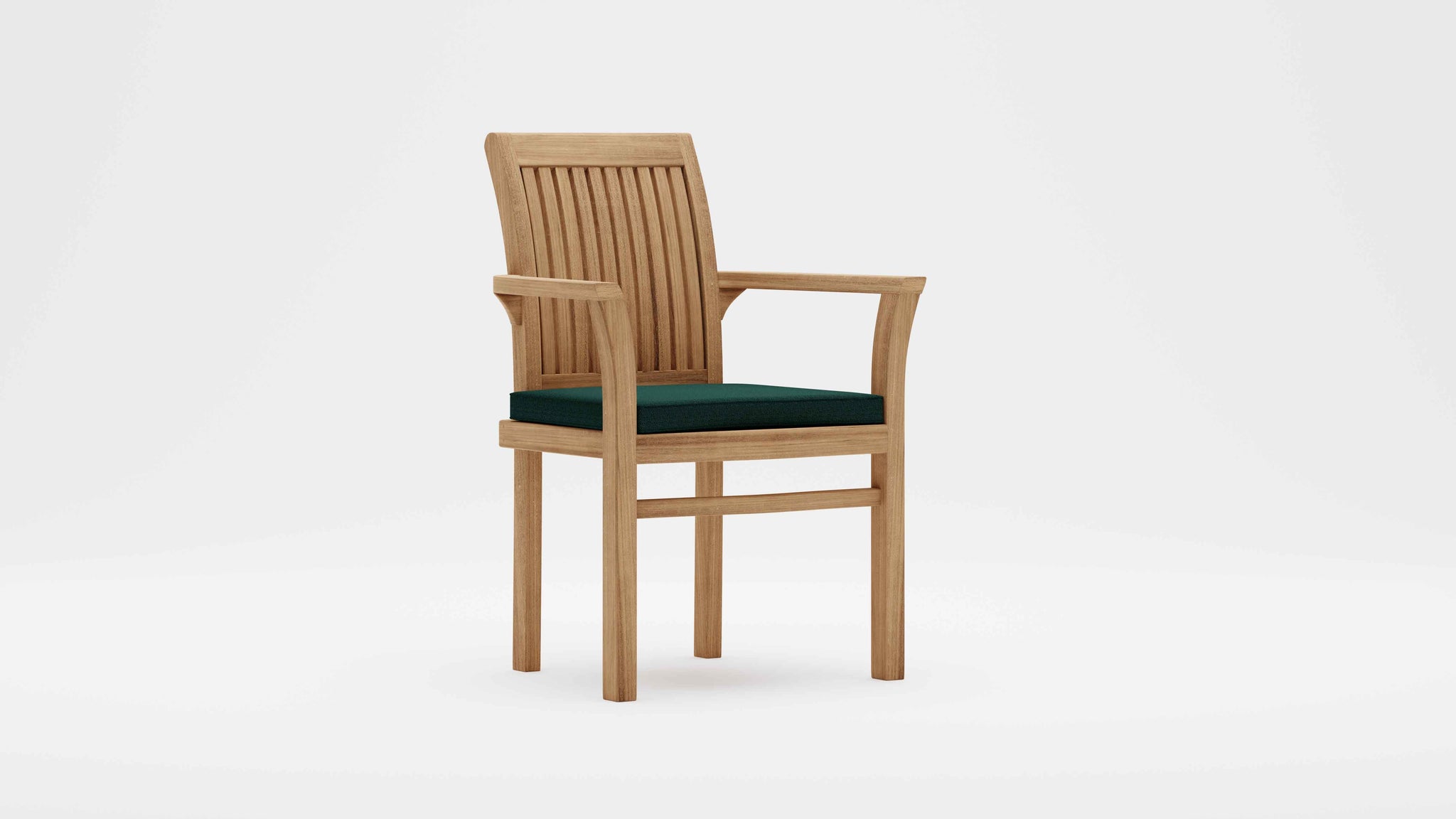 Wells Teak Stackable Garden Carver Chair with Green Cushion