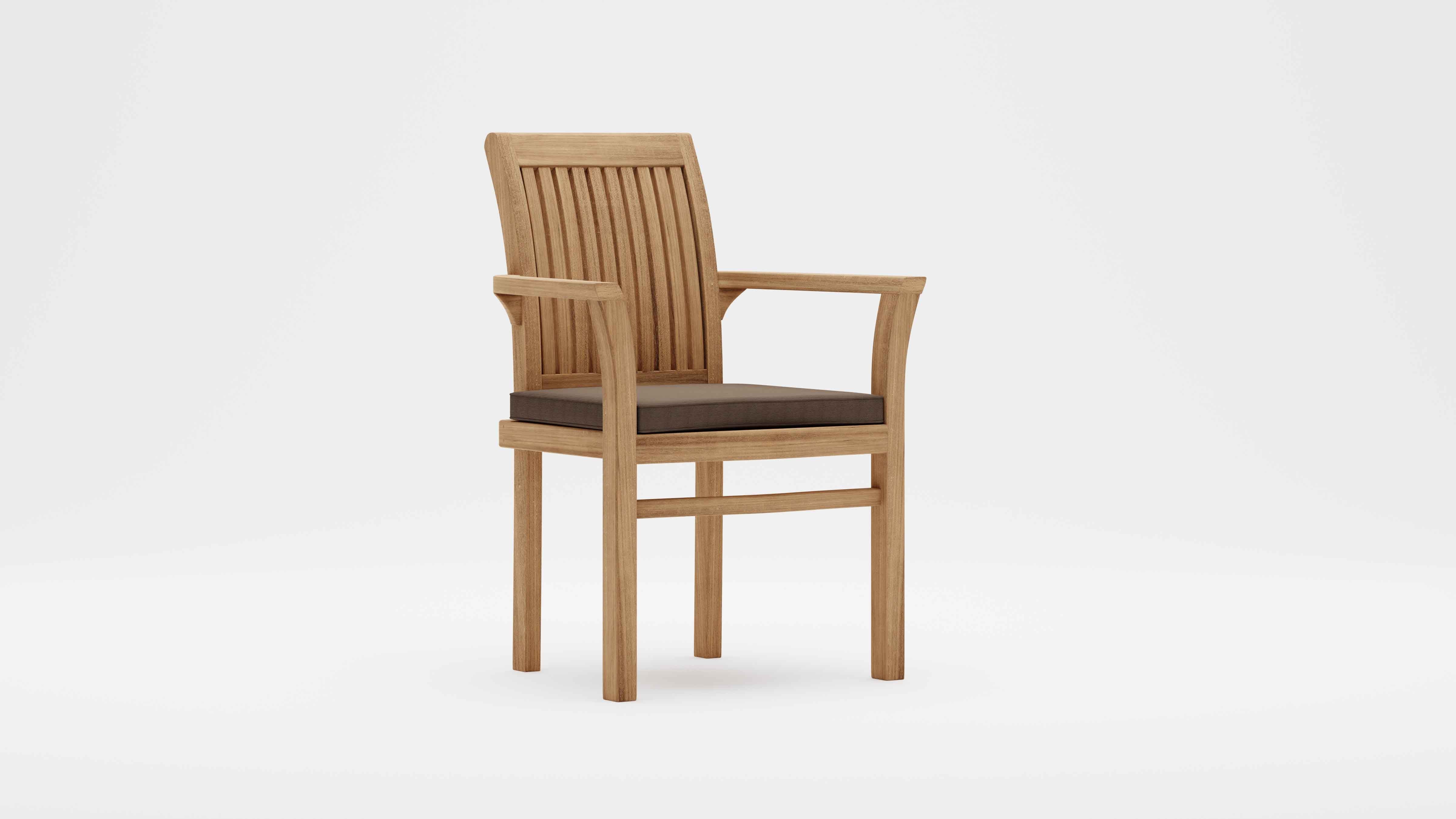 Wells Teak Stackable Garden Carver Chair with Taupe Cushion