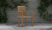 Teak Wells Stacking Garden Carver Chair Front Angled View