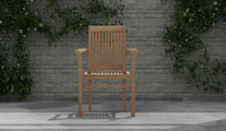 Teak Wells Stacking Garden Carver Chair Front View