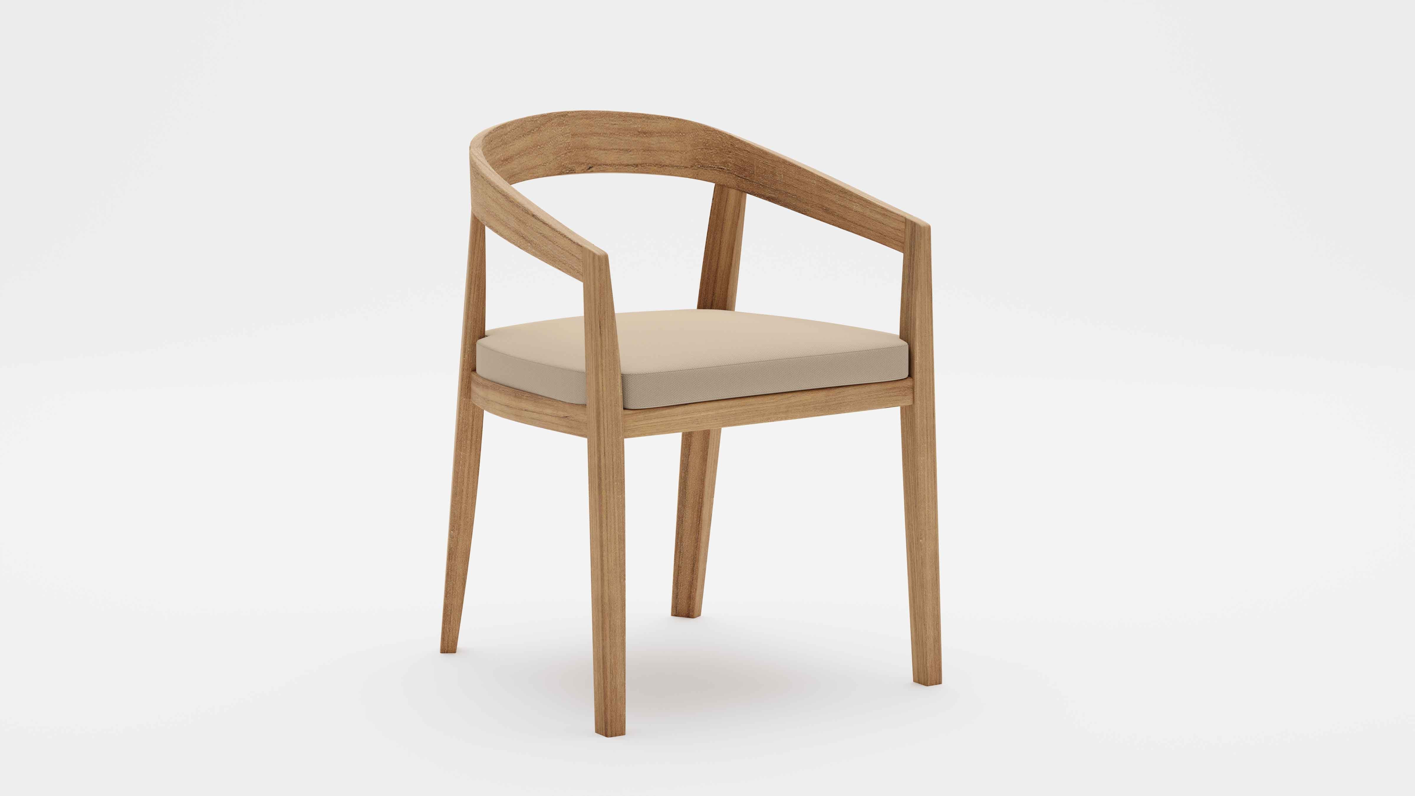 Windsor Teak Carver Chair with Ecru Cushion